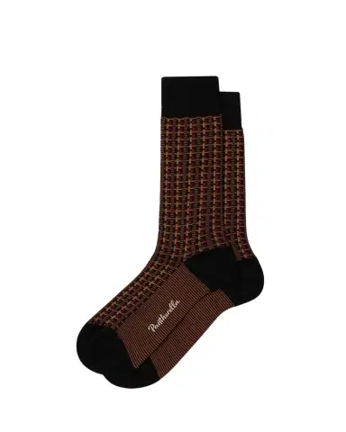 Pantherella Men's Randolph Vertical Box Jacquard Crew Socks | Thumbnail 1
