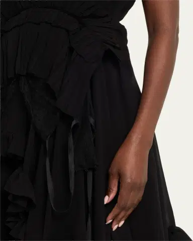 Alexander McQueen Strapless Draped Ruffle Silk Georgette Gown | Thumbnail 5 Alexander McQueen Strapless Draped Ruffle Silk Georgette Gown | Thumbnail 5