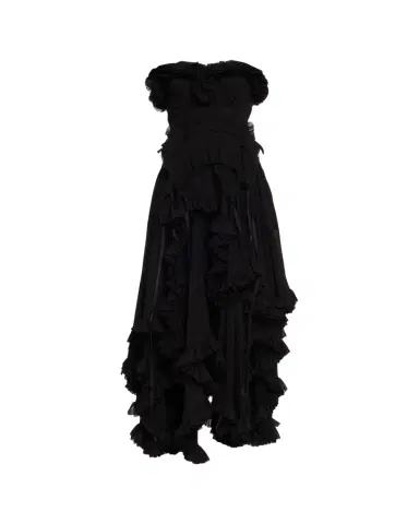 Alexander McQueen Strapless Draped Ruffle Silk Georgette Gown | Thumbnail 1 Alexander McQueen Strapless Draped Ruffle Silk Georgette Gown | Thumbnail 1