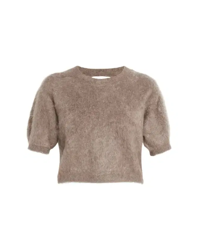 Juniper Brushed Cashmere Short-Sleeve Sweater