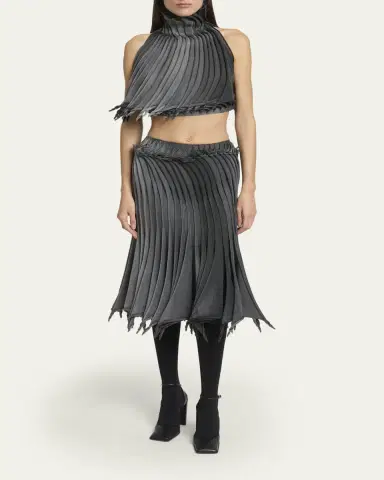 Alaïa Sculptural Pleated Midi Skirt | Thumbnail 2