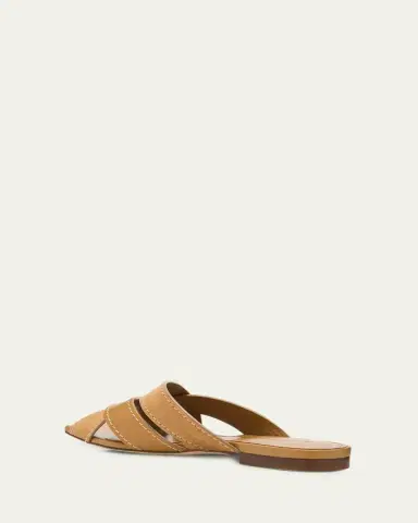 Tod's T-Strap Mixed Leather Flat Slide Sandals | Thumbnail 2