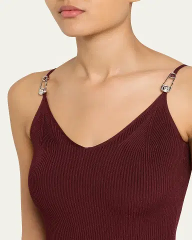 Versace Safety-Pin Straps Rib Knit Midi Dress | Thumbnail 5 Versace Safety-Pin Straps Rib Knit Midi Dress | Thumbnail 5