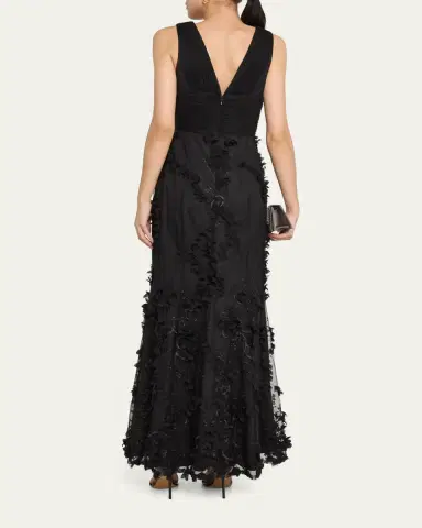 Aidan Mattox Embroidered Floral Applique Gown | Thumbnail 3 Aidan Mattox Embroidered Floral Applique Gown | Thumbnail 3