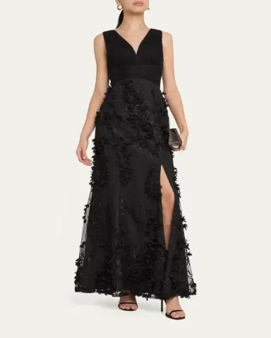 Aidan Mattox Embroidered Floral Applique Gown | Thumbnail 4 Aidan Mattox Embroidered Floral Applique Gown | Thumbnail 4