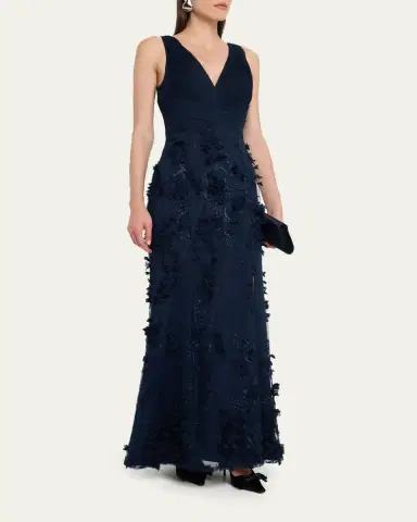 Aidan Mattox Embroidered Floral Applique Gown | Thumbnail 8 Aidan Mattox Embroidered Floral Applique Gown | Thumbnail 8