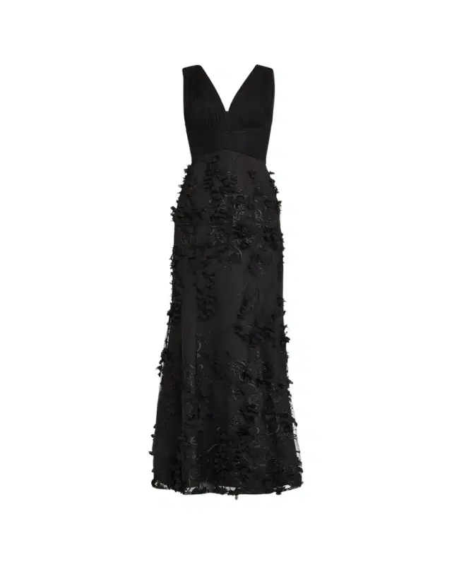 Embroidered Floral Applique Gown