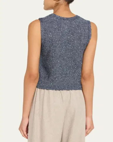 Akris Sleeveless Sequined Linen Cotton Sweater | Thumbnail 7 Akris Sleeveless Sequined Linen Cotton Sweater | Thumbnail 7