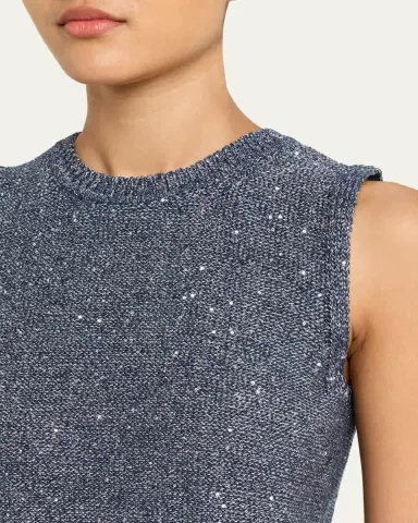 Akris Sleeveless Sequined Linen Cotton Sweater | Thumbnail 9 Akris Sleeveless Sequined Linen Cotton Sweater | Thumbnail 9