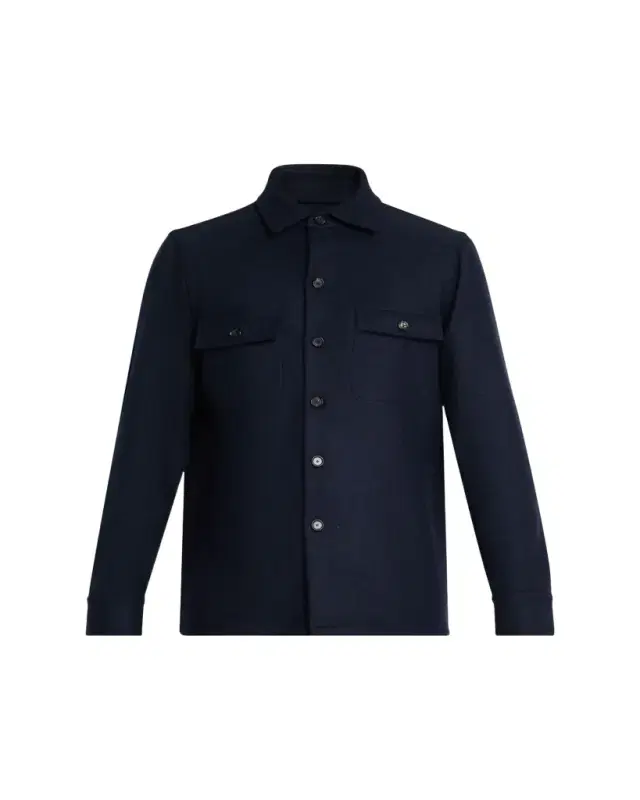 Cesare Attolini Men's Wool Flap-Pocket Overshirt