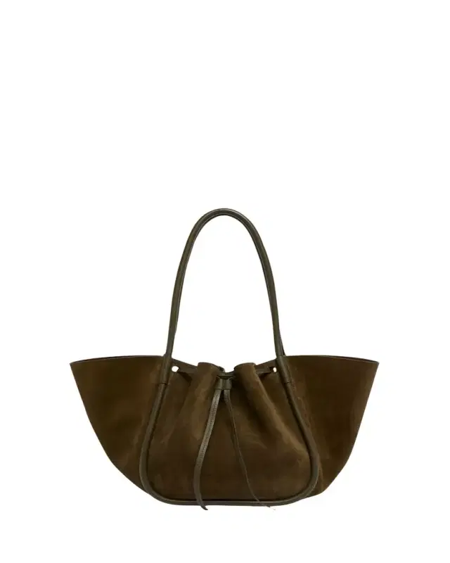Large Ruched Tote in Soft Suede