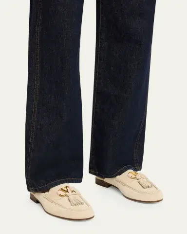 Valentino Garavani VLogo Signature Suede Loafer Mules | Thumbnail 2 Valentino Garavani VLogo Signature Suede Loafer Mules | Thumbnail 2