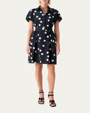 Akris punto Polka-Dot Cotton Poplin Puff-Sleeve Shirtdress | Thumbnail 2 Akris punto Polka-Dot Cotton Poplin Puff-Sleeve Shirtdress | Thumbnail 2