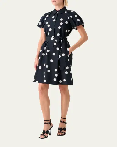 Akris punto Polka-Dot Cotton Poplin Puff-Sleeve Shirtdress | Thumbnail 4 Akris punto Polka-Dot Cotton Poplin Puff-Sleeve Shirtdress | Thumbnail 4