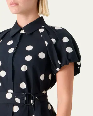 Akris punto Polka-Dot Cotton Poplin Puff-Sleeve Shirtdress | Thumbnail 5 Akris punto Polka-Dot Cotton Poplin Puff-Sleeve Shirtdress | Thumbnail 5