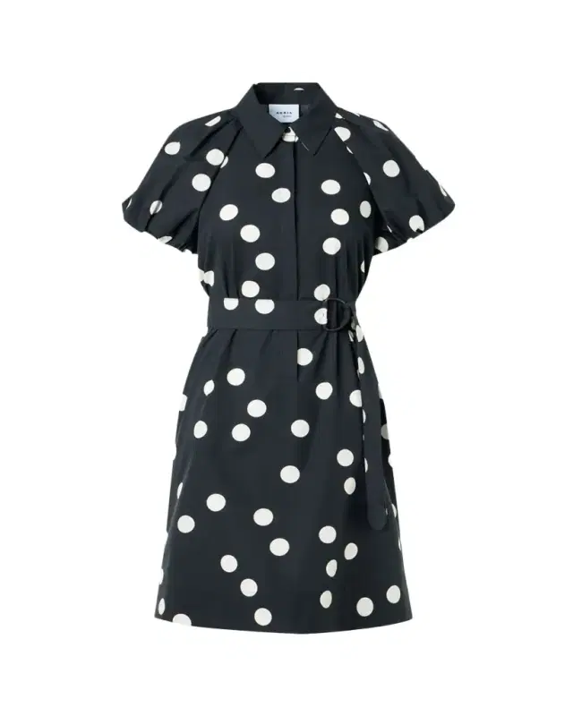 Polka-Dot Cotton Poplin Puff-Sleeve Shirtdress