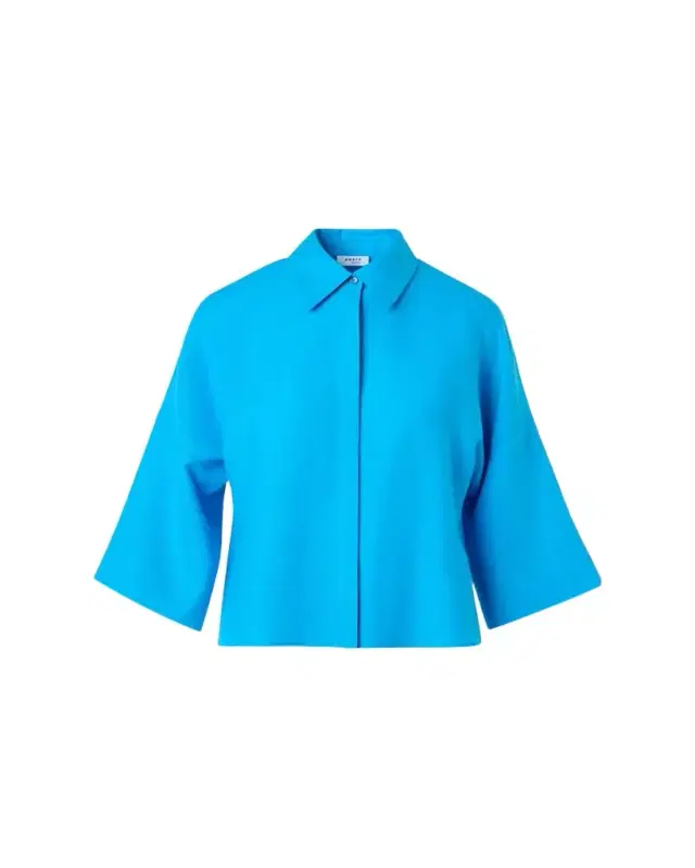 3/4-Sleeve Linen Cropped Blouse