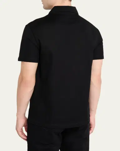 Versace Men's Medusa Zip Pique Polo Shirt | Thumbnail 3