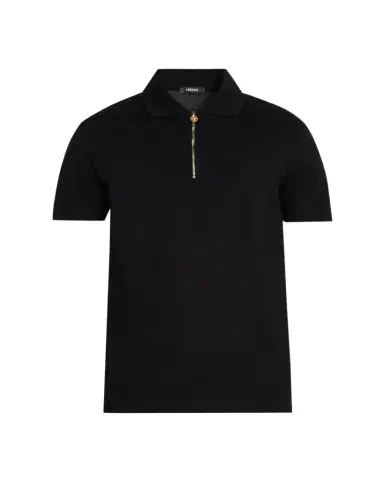 Versace Men's Medusa Zip Pique Polo Shirt | Thumbnail 1