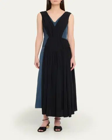 Marni Asymmetric Draped Twill Sleeveless Midi Dress | Thumbnail 2 Marni Asymmetric Draped Twill Sleeveless Midi Dress | Thumbnail 2
