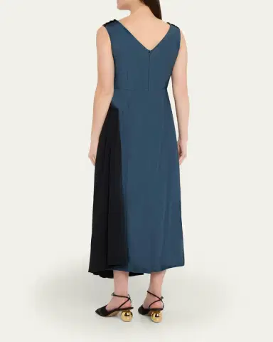 Marni Asymmetric Draped Twill Sleeveless Midi Dress | Thumbnail 3 Marni Asymmetric Draped Twill Sleeveless Midi Dress | Thumbnail 3