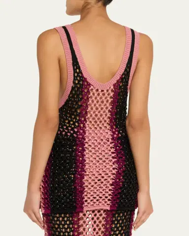 Diotima Dennis Striped Crystal Crochet Tank Top | Thumbnail 3 Diotima Dennis Striped Crystal Crochet Tank Top | Thumbnail 3