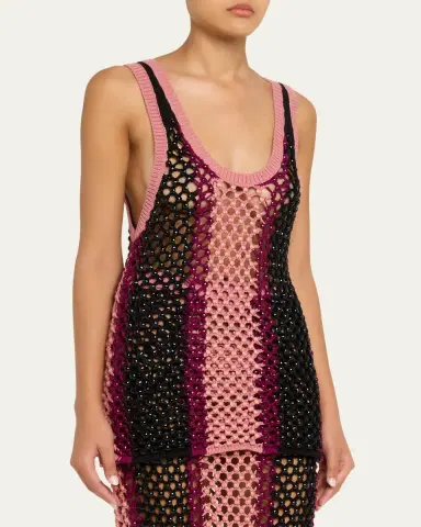Diotima Dennis Striped Crystal Crochet Tank Top | Thumbnail 4 Diotima Dennis Striped Crystal Crochet Tank Top | Thumbnail 4