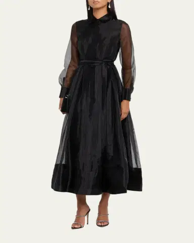 Simkhai Montgomery Pleated Organza Maxi Shirtdress | Thumbnail 4 Simkhai Montgomery Pleated Organza Maxi Shirtdress | Thumbnail 4