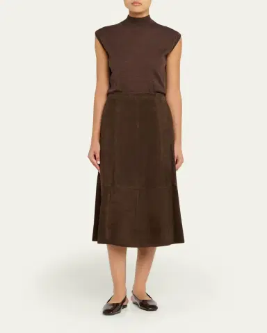 Vince Mid-Rise Flared Suede Skirt | Thumbnail 2