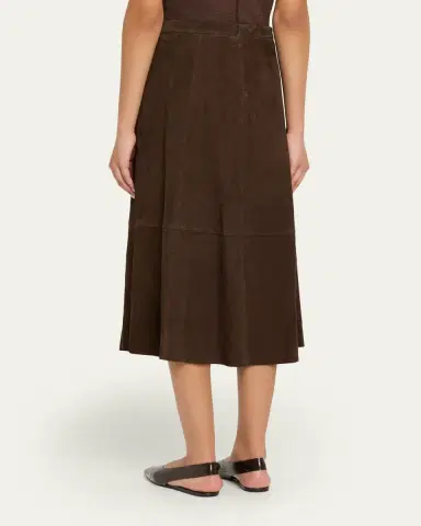 Vince Mid-Rise Flared Suede Skirt | Thumbnail 3