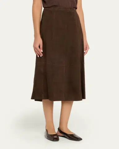 Vince Mid-Rise Flared Suede Skirt | Thumbnail 4