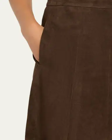 Vince Mid-Rise Flared Suede Skirt | Thumbnail 5