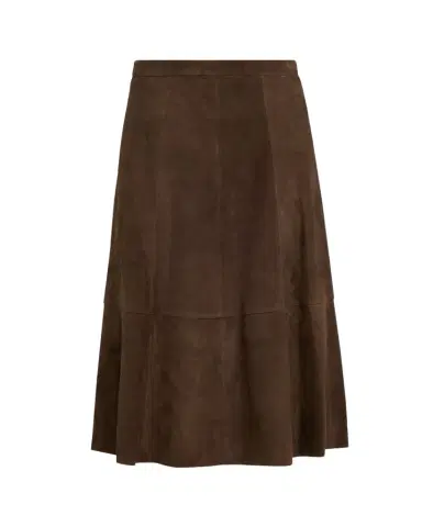 Vince Mid-Rise Flared Suede Skirt | Thumbnail 1