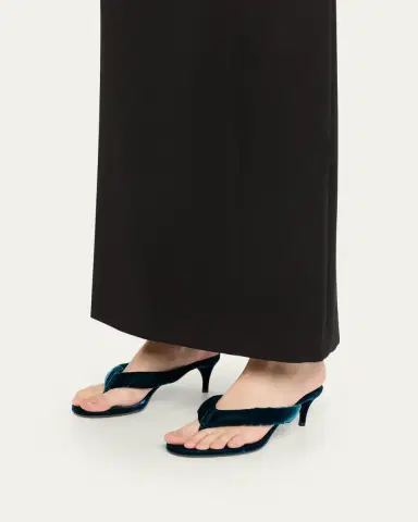Alaïa Velvet Kitten-Heel Thong Sandals | Thumbnail 2