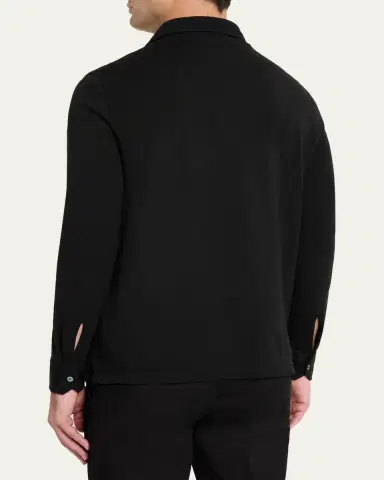 Fedeli Men's Giza Cotton Long-Sleeve Pique Polo Shirt | Thumbnail 3