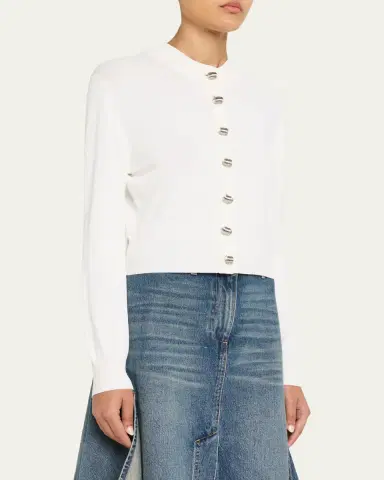 Brandon Maxwell Aubrey Crewneck Cardigan | Thumbnail 4 Brandon Maxwell Aubrey Crewneck Cardigan | Thumbnail 4