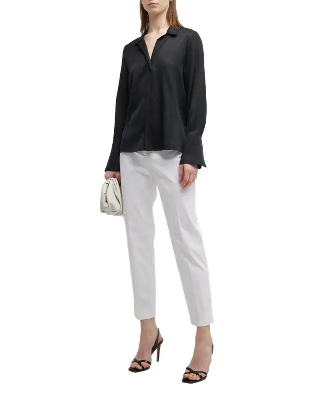 Liv Split-Cuff Stretch Silk Blouse