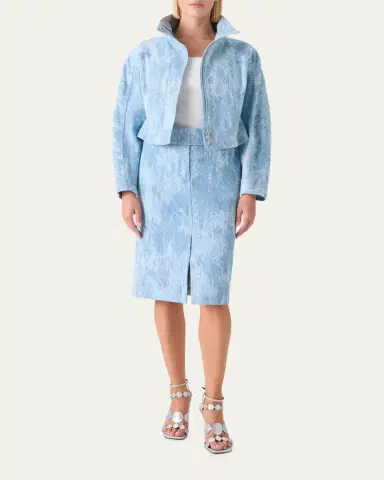 Akris punto Washed Jacquard Denim Zip Jacket | Thumbnail 2 Akris punto Washed Jacquard Denim Zip Jacket | Thumbnail 2