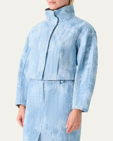 Akris punto Washed Jacquard Denim Zip Jacket | Thumbnail 4 Akris punto Washed Jacquard Denim Zip Jacket | Thumbnail 4