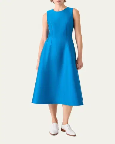 Akris Dupion Sleeveless Silk Shantung Midi Dress | Thumbnail 2 Akris Dupion Sleeveless Silk Shantung Midi Dress | Thumbnail 2