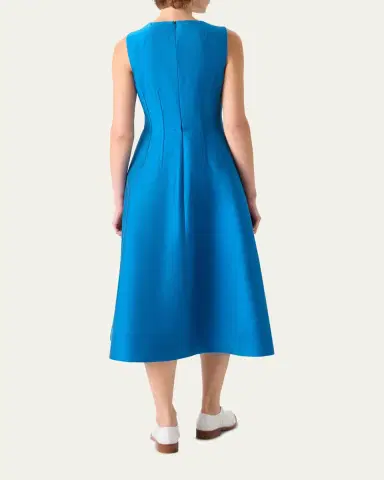 Akris Dupion Sleeveless Silk Shantung Midi Dress | Thumbnail 3 Akris Dupion Sleeveless Silk Shantung Midi Dress | Thumbnail 3