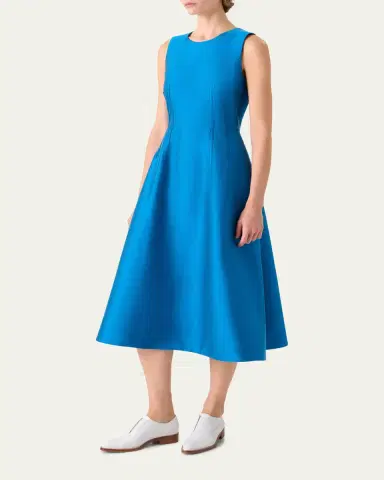 Akris Dupion Sleeveless Silk Shantung Midi Dress | Thumbnail 4 Akris Dupion Sleeveless Silk Shantung Midi Dress | Thumbnail 4