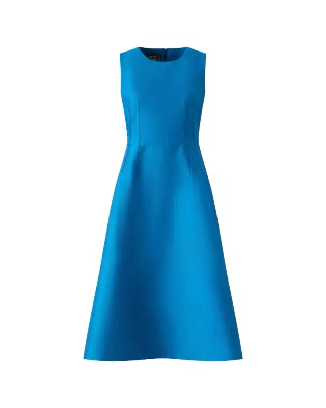 Akris Dupion Sleeveless Silk Shantung Midi Dress