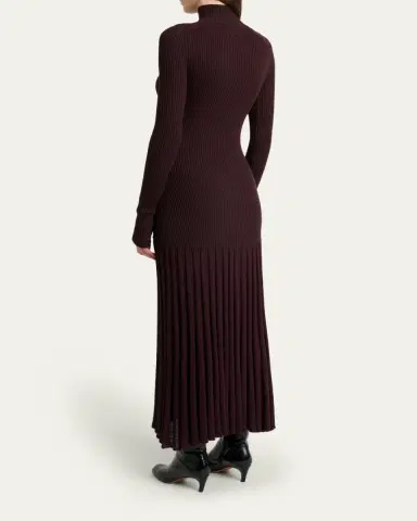 Proenza Schouler Jada Turtleneck Drop-Waist Button-Front Maxi Dress | Thumbnail 3 Proenza Schouler Jada Turtleneck Drop-Waist Button-Front Maxi Dress | Thumbnail 3