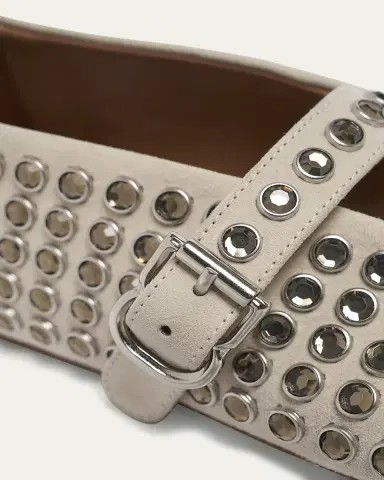 Alaïa Crystal Stud Mary Jane Ballerina Flats | Thumbnail 3