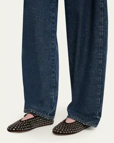 Alaïa Crystal Stud Mary Jane Ballerina Flats | Thumbnail 4