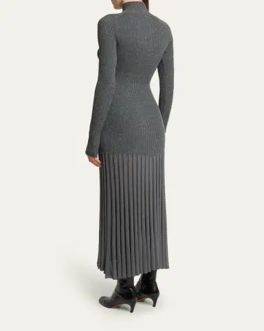Proenza Schouler Jada Turtleneck Drop-Waist Button-Front Maxi Dress | Thumbnail 3 Proenza Schouler Jada Turtleneck Drop-Waist Button-Front Maxi Dress | Thumbnail 3