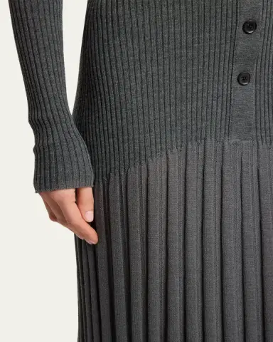 Proenza Schouler Jada Turtleneck Drop-Waist Button-Front Maxi Dress | Thumbnail 5 Proenza Schouler Jada Turtleneck Drop-Waist Button-Front Maxi Dress | Thumbnail 5