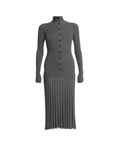 Proenza Schouler Jada Turtleneck Drop-Waist Button-Front Maxi Dress | Thumbnail 1 Proenza Schouler Jada Turtleneck Drop-Waist Button-Front Maxi Dress | Thumbnail 1