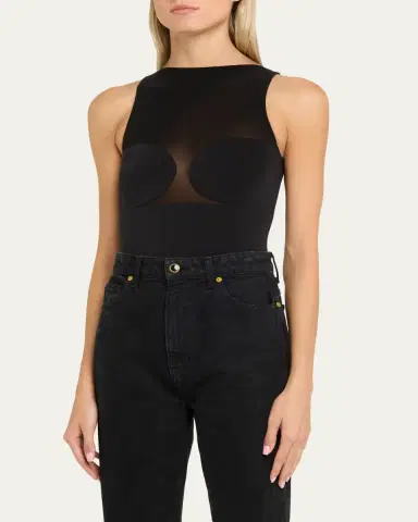 Wolford Corset-Effect Sleeveless Bodysuit with Sheer Panels | Thumbnail 4 Wolford Corset-Effect Sleeveless Bodysuit with Sheer Panels | Thumbnail 4